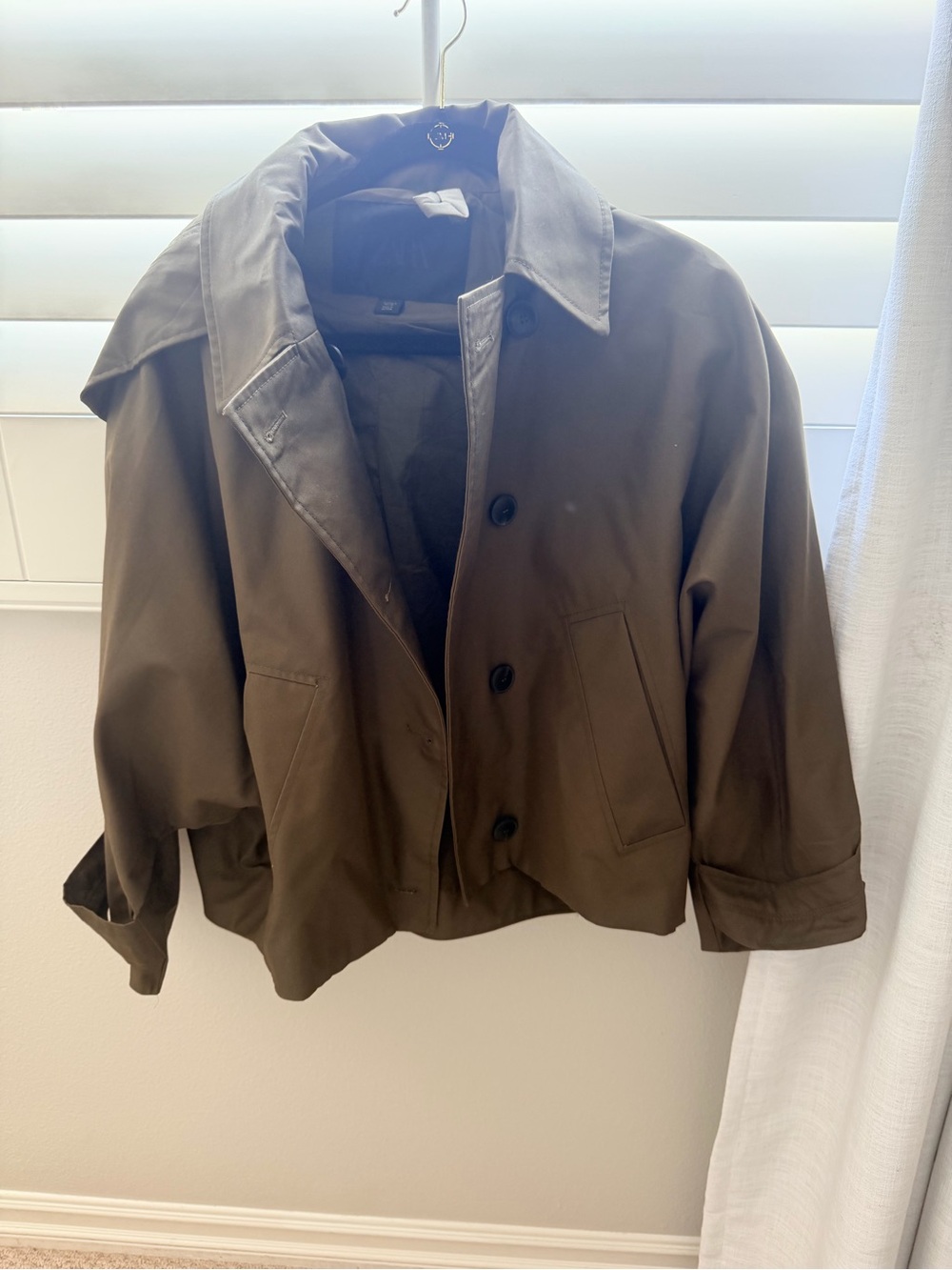 Zara Women's Dark green  Cropped Trench Jacket
